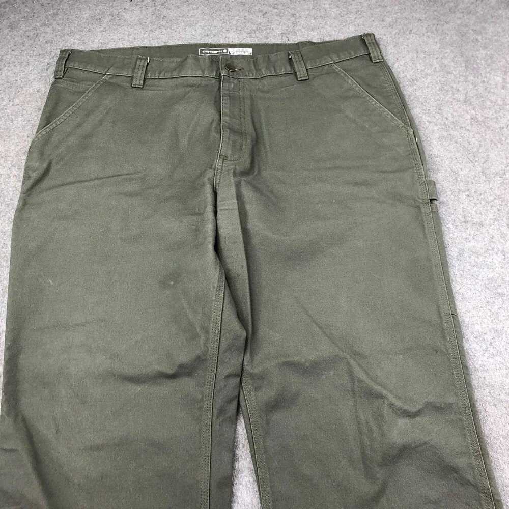 Carhartt Pants Mens 40x32 Green Canvas Carpenter Relaxed Straight Workwear